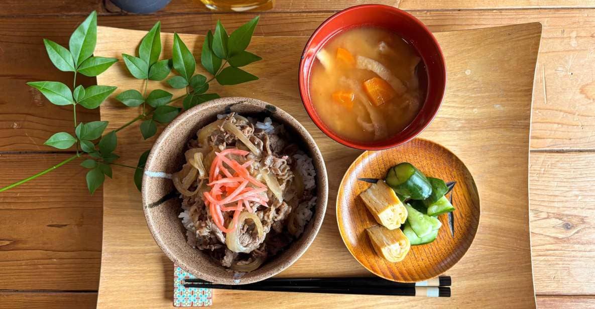 The Ubiquitous Japanese Beef Rice Bowlgyudon With Side Dishe - Essential Ingredients for Authentic Flavor